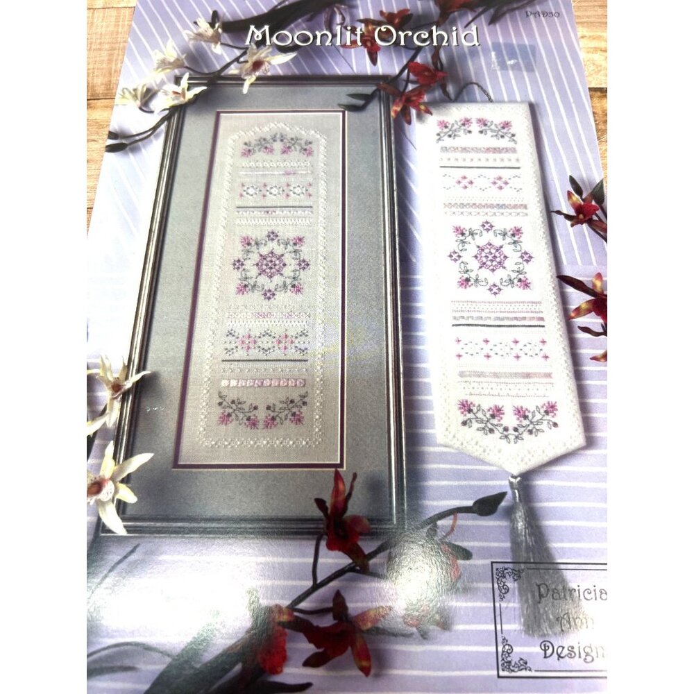 Moonlit Orchid Cross Stitch Pattern Floral Embroidery Design Patricia Ann
